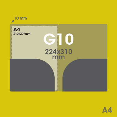 Gabarit G10 -  Pochette plastique couleur personnalisée pour dépliant, carte, A4...