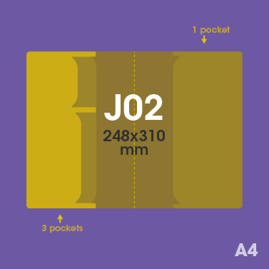 Gabarit J02 -  Pochette plastique couleur personnalisée pour dépliant A4, carte...