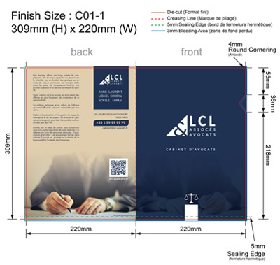 template AVOCAT 04 C01-1 - Pochette plastique couleur personnalisée 