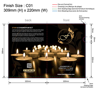 template FUNERAIRE 01 - Pochette plastique couleur personnalisée 